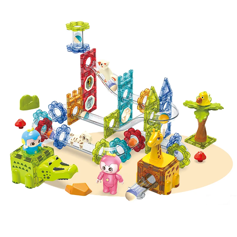 Children Educational Toy Zoo Marble Magnetic Building Blocks Toys For Kids Birthday Gift Toys