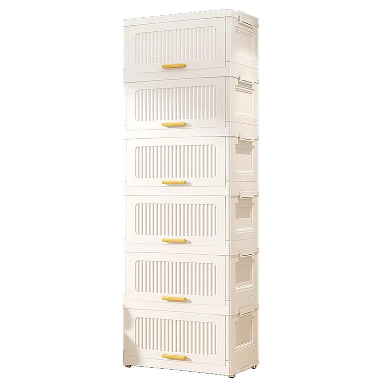 Cabinet Grocery Shoes Toys Folding Foldable Clothes Boxes Organizer Storage Container 6 Layers Boxes Bins with Lid for Clothes