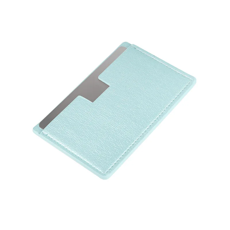 Wholesales Hand Held Cosmetic Stainless Steel Leather portable card compact pocket mirror foldable with heat welding finishing