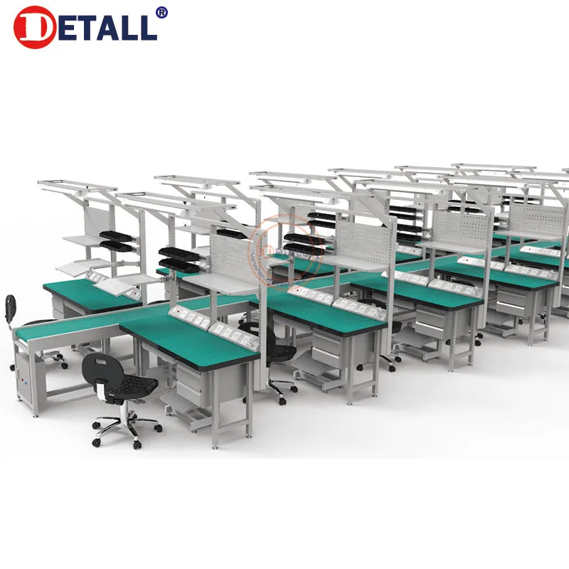 Detall-OEM ESD Aluminum Conveyor Belt Baffle Modular Designed Flexible Assembly Line Work Bench