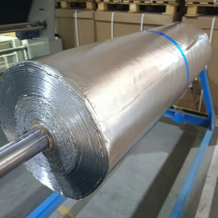 Anti Thermal Radiation Fire Proof 410gsm Customizable Aluminum Coated Aramid Fabrics Aluminum Foil Woven Protective Fabric