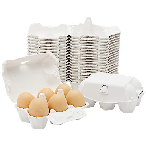 White 6 holes egg holder quail egg trays with lid Biodegradable pulp egg carton 6 sets holes wholesale supplier custom