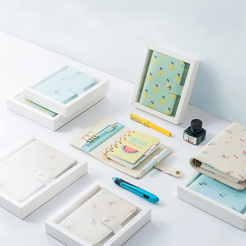 LABON Girls Portable Travel Record Handbook Notebook Planner 6-hole Spiral A6 Binder Cover