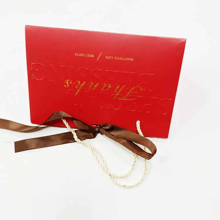 Custom logo luxury paper party  bags  for candle pink wedding cute packaging  clothing shopping bag gift bags Bowknot