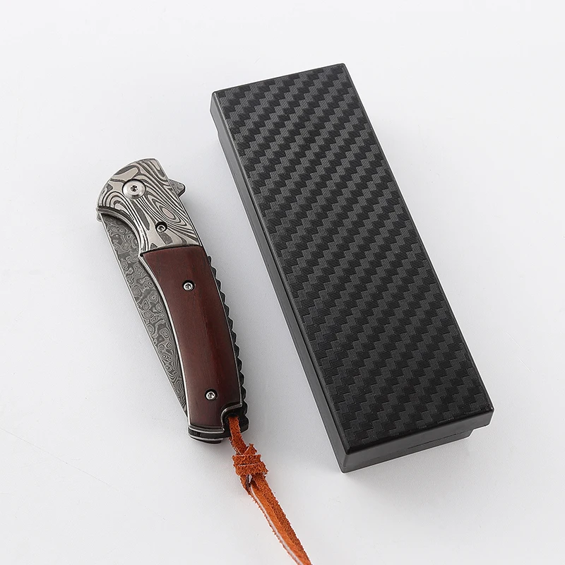 New Damascus Steel fishing Wilderness Camping carry-on folding hunting knife outdoor damascus pocket knife