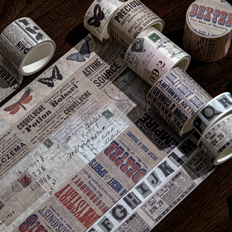Mr. paper 8 Designs 1 Pcs / Set Washi Tape Old Newspaper Series Vintage Literature Decoration Tape For DIY Kraft Scrapbook