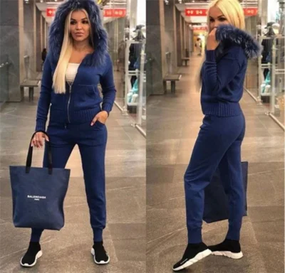 2021 Новое поступление, осенняя повседневная одежда с меховым воротником, верхняя одежда, модная одежда, Женский вязаный свитер на молнии