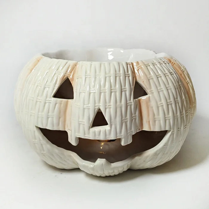 Led Artificial Ceramic Halloween Pumpkin LED Light-Up Jack-o-Lantern Party Supplies