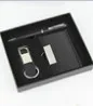 Custom laser LOGO Office Pen Keychain and Business Card Holder Luxury Stationary Gift Set with Box