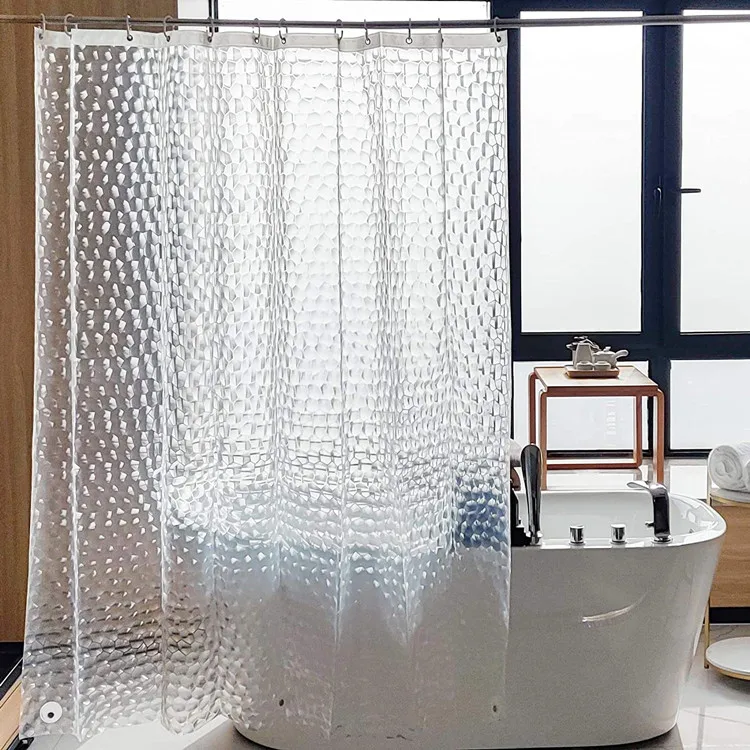 3D Water Cube Clear Bathroom Shower Curtains Shower Curtain Liner with Magnets Waterproof