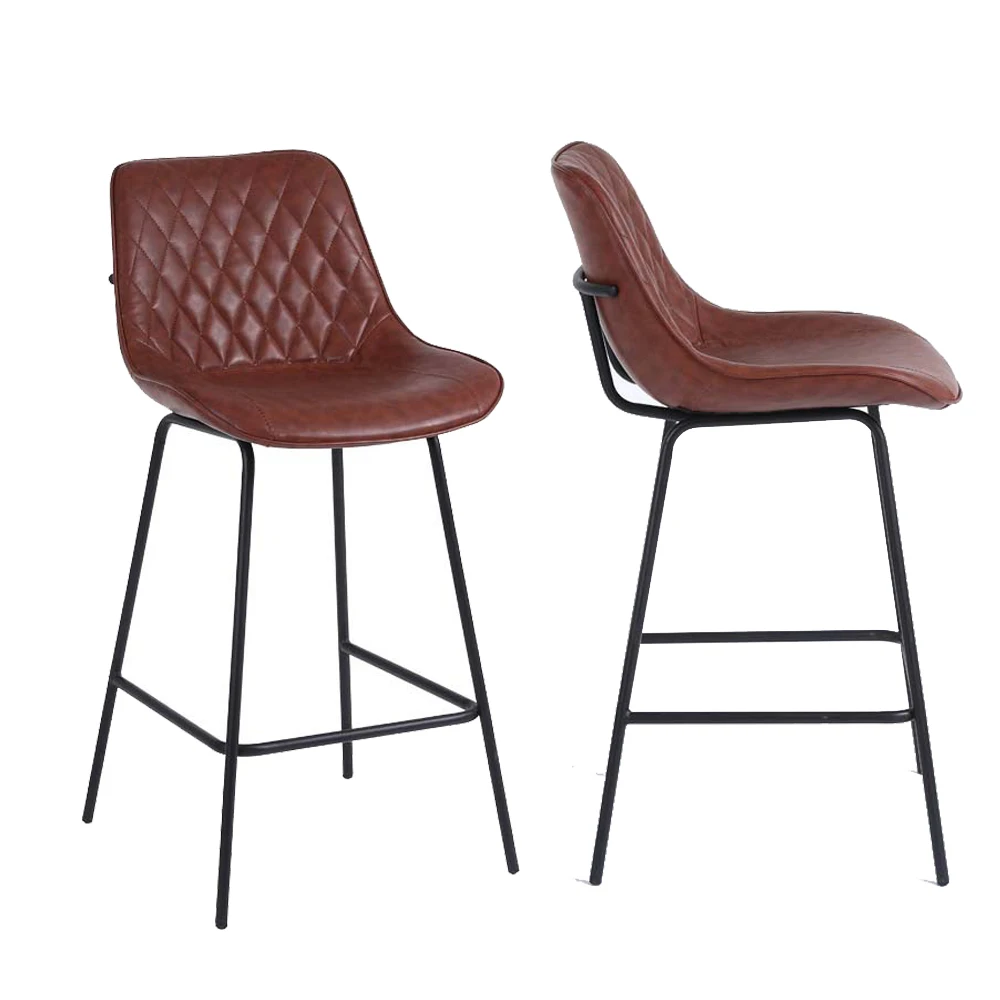 Nordic coffee luxury minimalist pu leather metal bar chair counter high chair for bar table