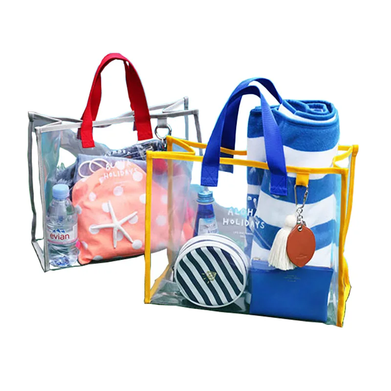 Fashion Women Clear Tote PVC Laser Waterproof Transparent Handbags Female Large Shopper Shoulder Bag Summer Beach Portable Pouch