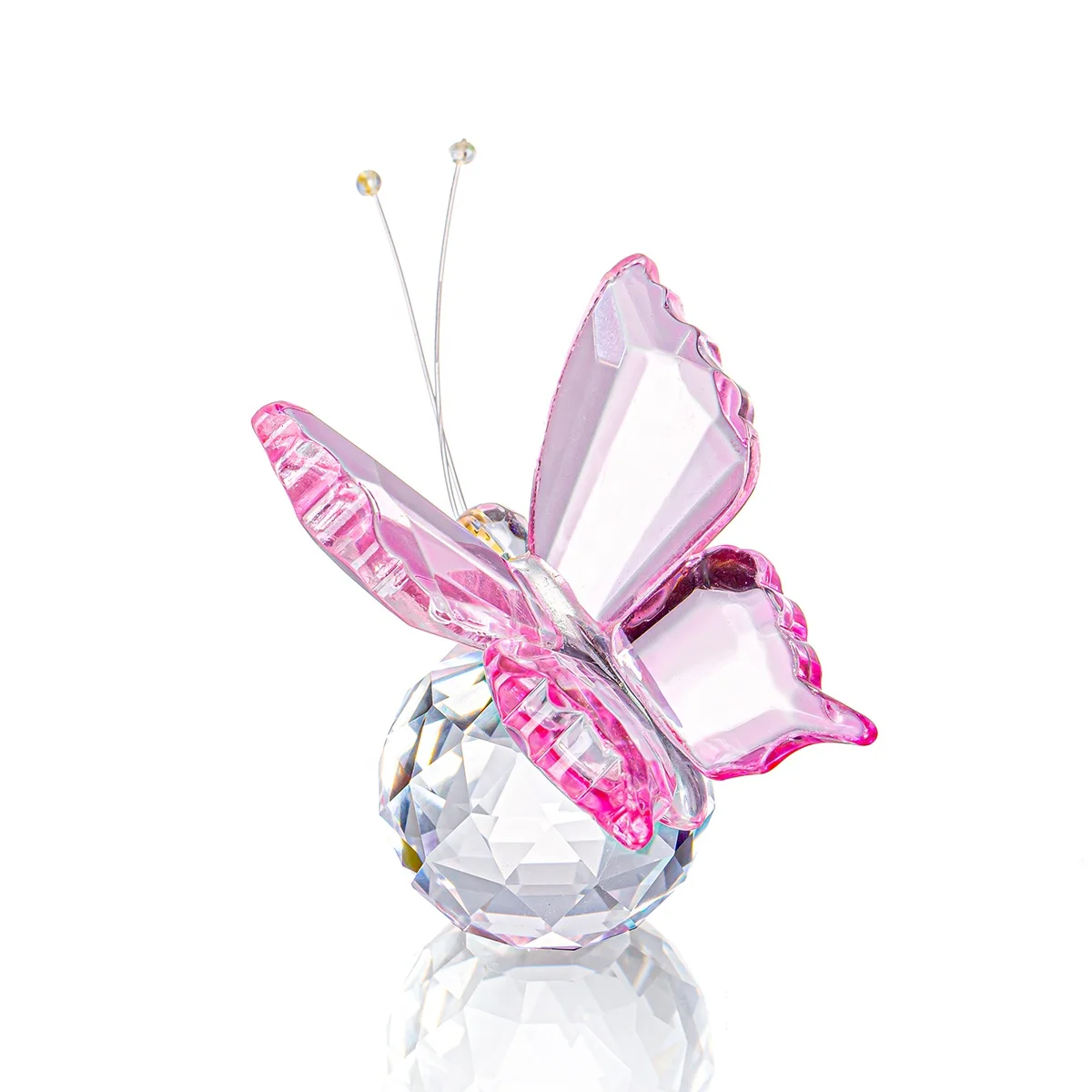 Best selling various colors Facet Shining Crystal Butterflies Figurine Present Day Souvenir gift for wedding decoration