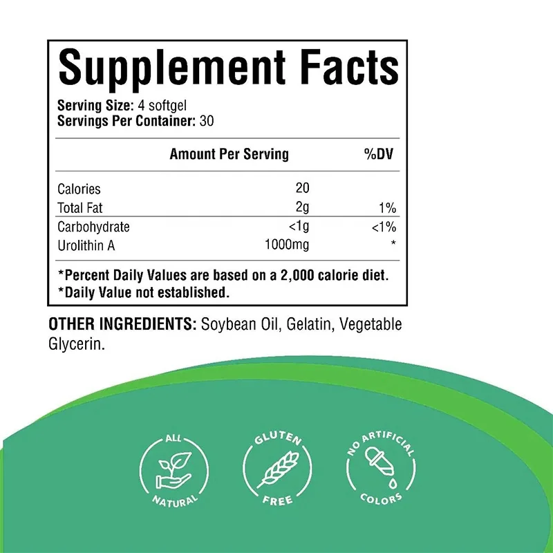 Urolithin A Softgels Premium Quality Cellular Health Support Urolithin A Capsules for Healthy Aging