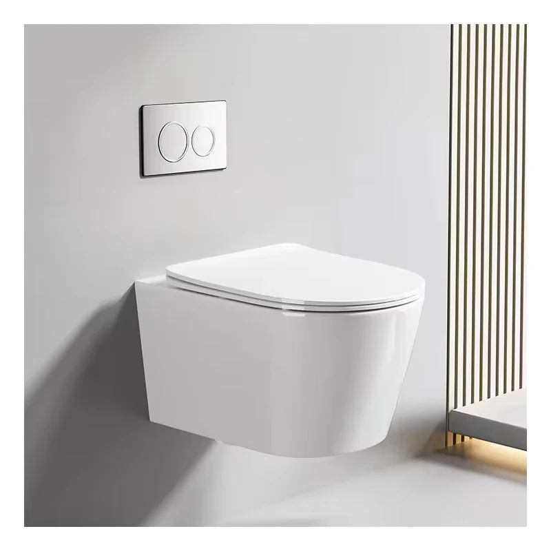 Suspended Wc Matte Grey Color P Trap Ceramic Water Closet Bathroom Rimless Wall Hung Toilets