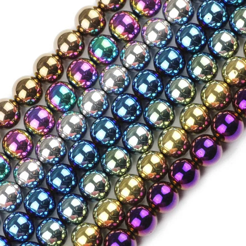 4mm Round Black Silver Gold Hematite Stone Beads for Jewelry Making