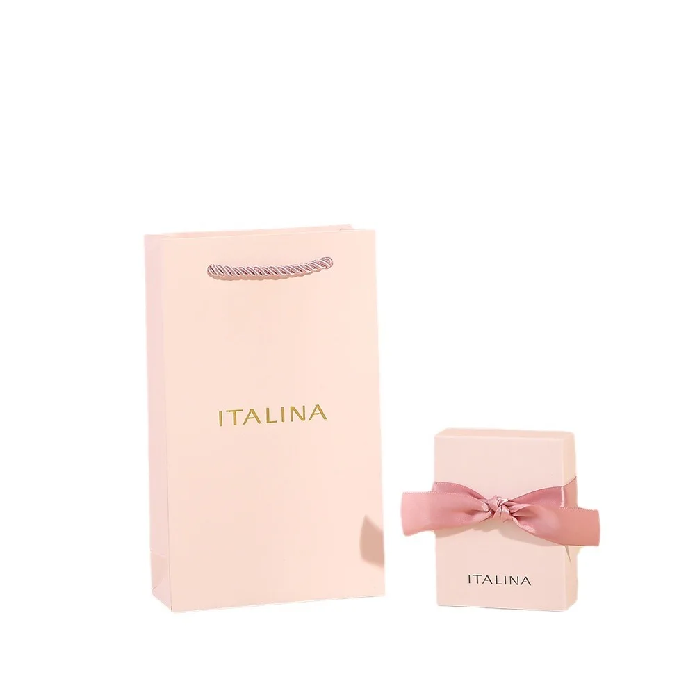 Customizable Pink Paper Jewelry Packaging Box with Ribbon and Handle Sliding Earring Drawer and Custom Logo for Clothing Use