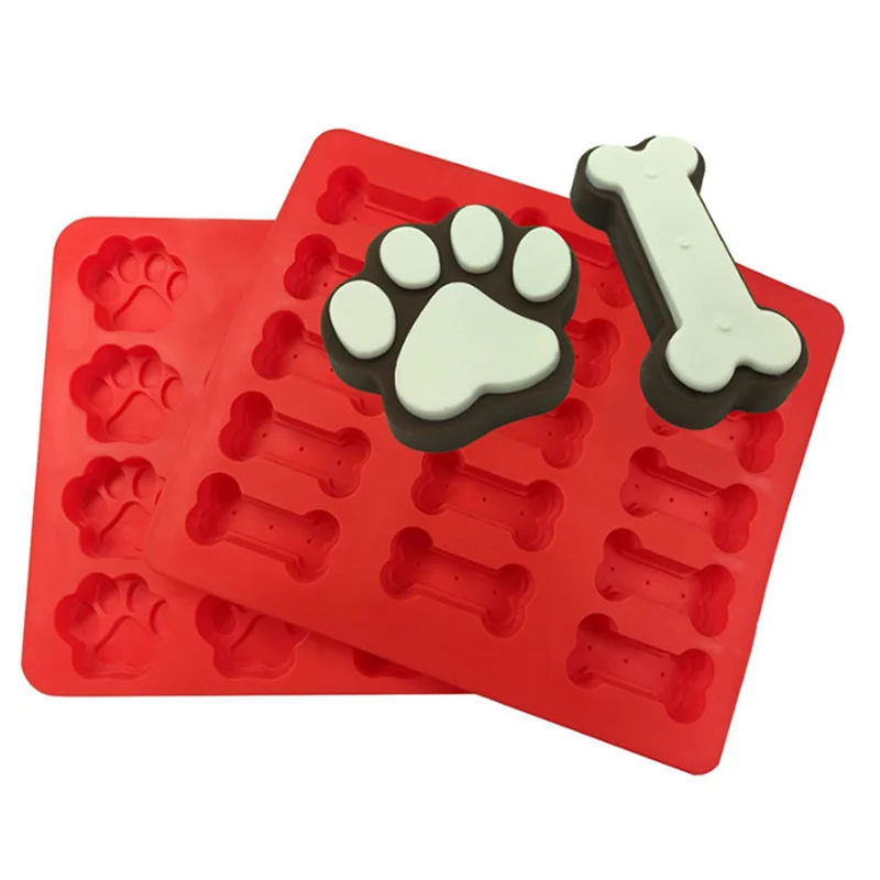 100% Food grade silicone small size dog bones shape cookie bake pan pet paws shape biscuit molds