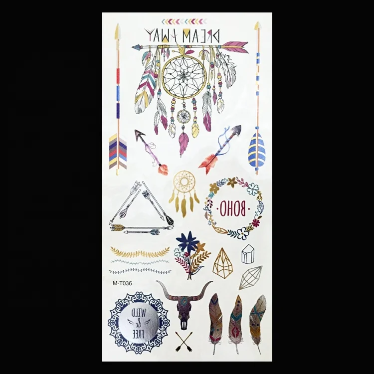 Water Transfer Temporary Body Flash Metallic Gold Tattoo Sticker For Women