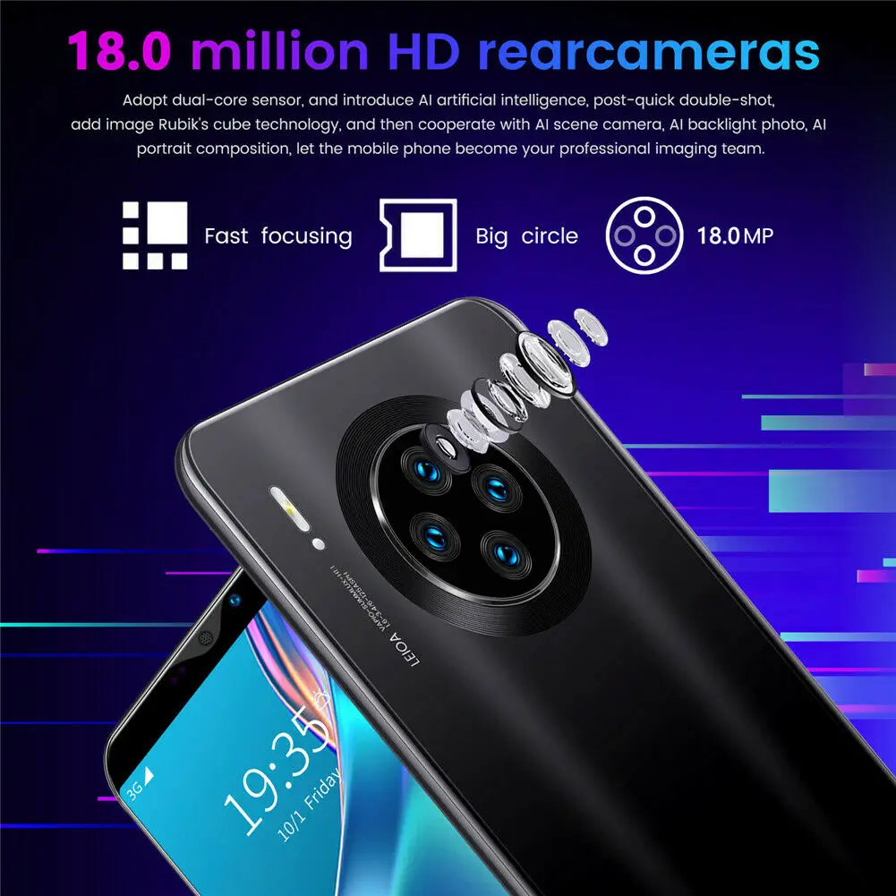  Смартфон Mate33 Pro MAX 6 1 дюйма Гб + 8 2 Мп 5 МП Android разблокированный мобильный телефон с двумя SIM-картами и четырехъядерным