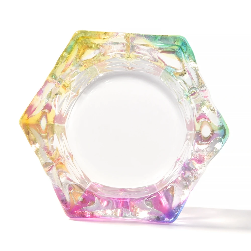 6pcs Colorful Iridescent Nail Art Dappen Dish Crystal Dappen Dish for Acrylic Liquid Glass Cups Container Nail Art Tools