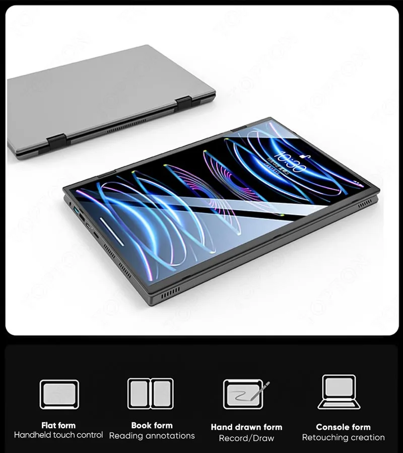 L14 12th Gen Intel N95 Dual Screen 360° Yoga Laptop 2 * 14 Inch 2.5K Touch IPS Win 11 Pro Mini PC 2 in 1 Notebook WiFi