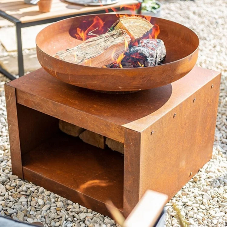 Outdoor Corten Steel Propane Gas Fire Pit Table