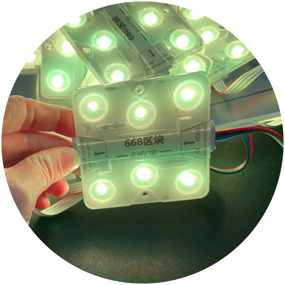 RGB programming advertising logo sign 68x68mm 6leds cuttable 160 degree backlighting light box display DC24V module led