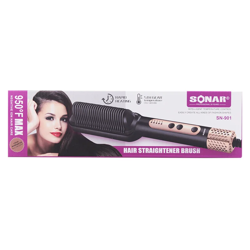 Custom Mini Negative Ion Hair Straightener Styling Comb Professional Electric Hair Straightener Brush Heated Comb