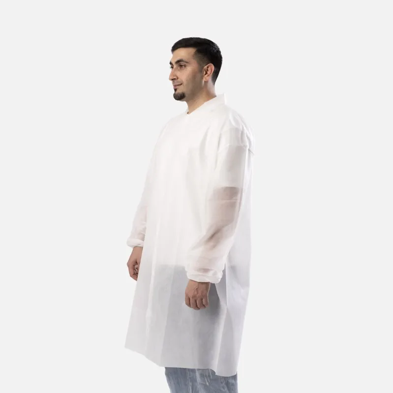 White Long Sleeve Buttons Lab Coat PP Antistatic Cleanroom Waterproof Disposable Labcoats Medical Doctor