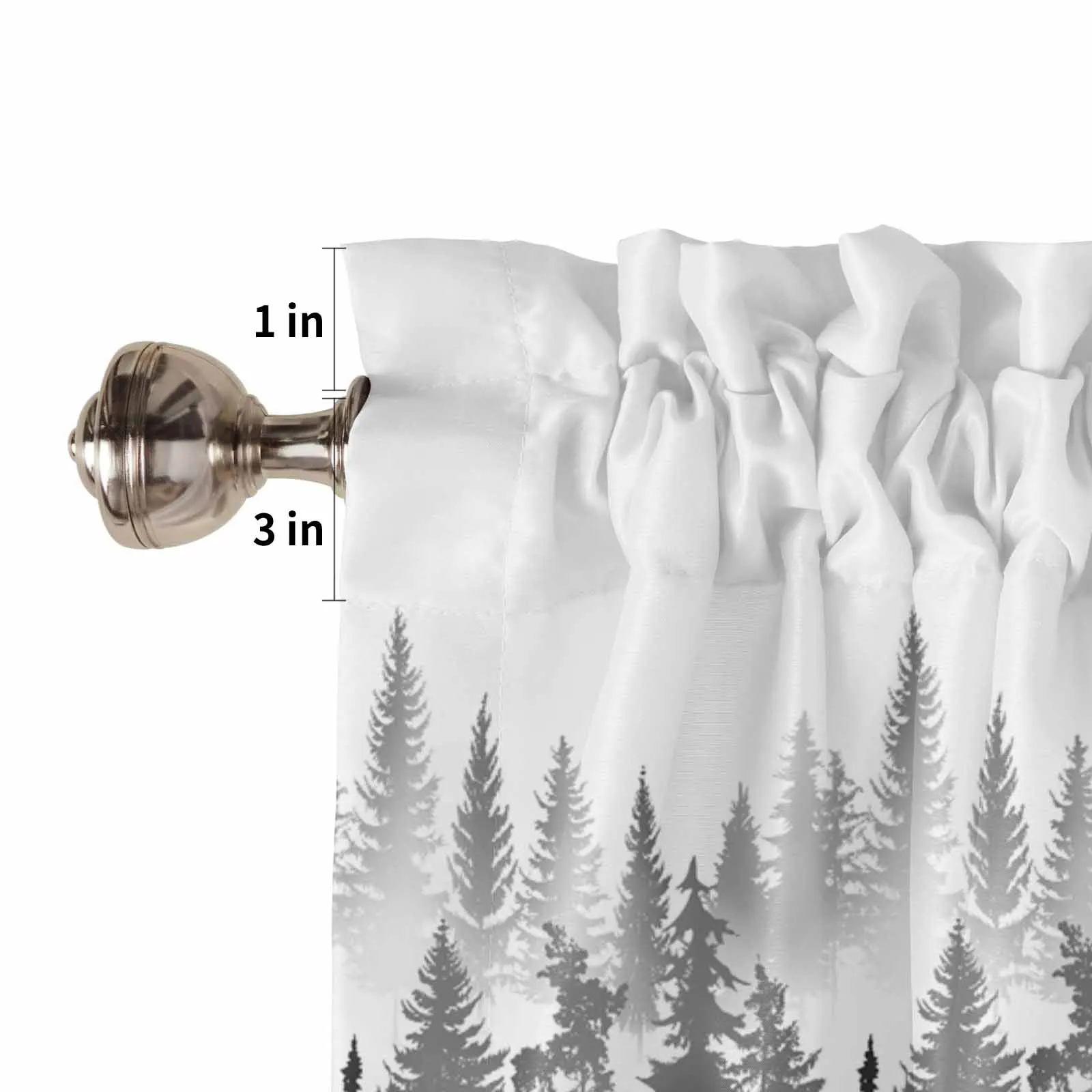 Wholesale Nature Misty Mountain Forest Rod Pocket Valance Tier Curtain Window Drapes for Living Room Bedroom