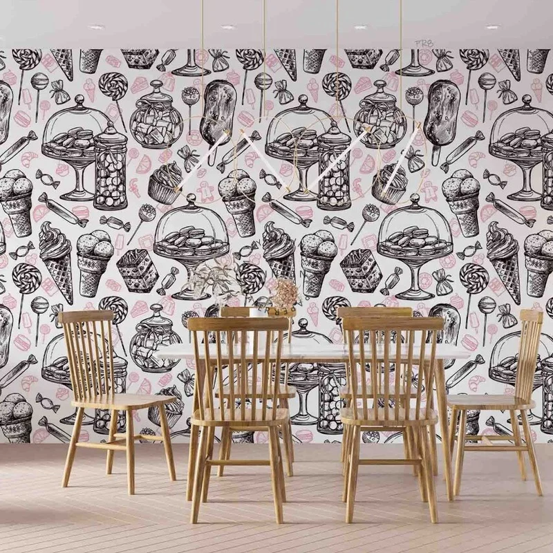 Ice cream dessert macaron peel and stick removable wallpaper