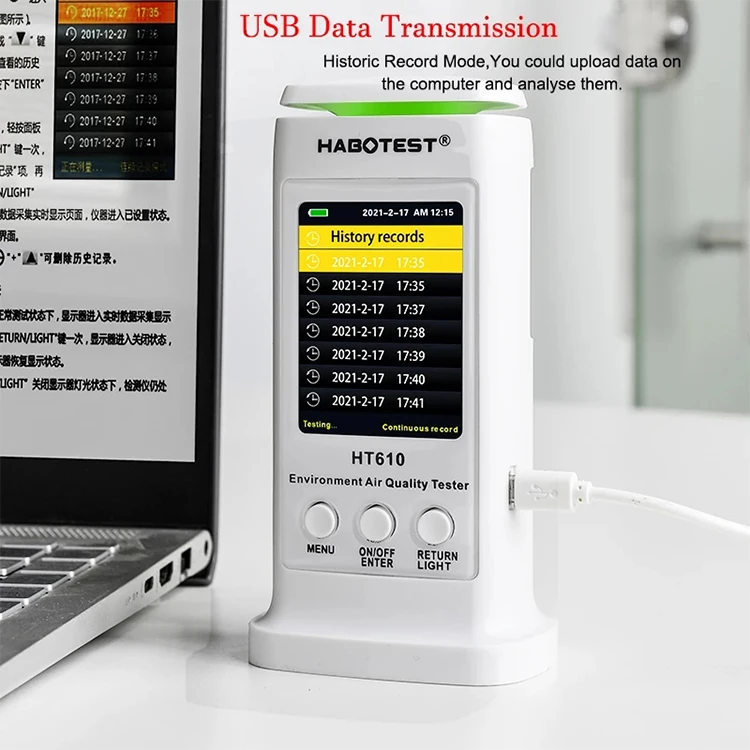 HABOTEST 6 в 1 Co2 PM2.5 PM10 VOCs детектор температуры и влажности для дома HT610 контроля качества воздуха