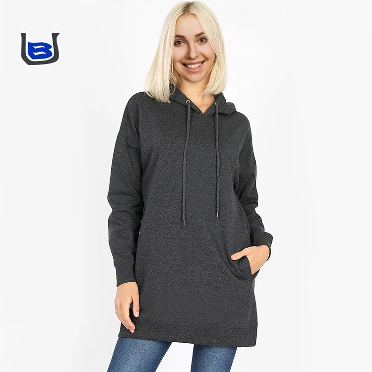 
Women fleece crew neck basic drawstring regular size and plus size hoodie oversize pullover with pocket 