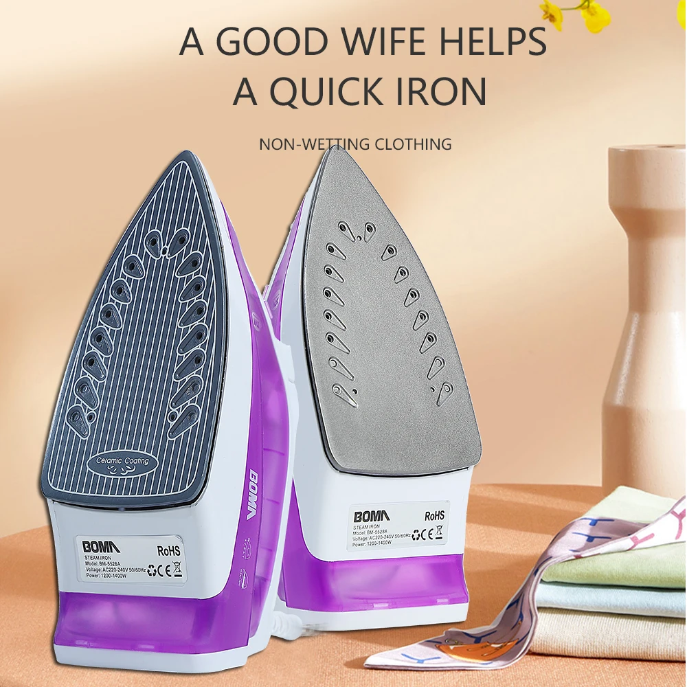 BOMA 220V 1200W Adjustable Temperature Ceramic Non-Stick Soleplate Vertical Steam Iron Electric Iron