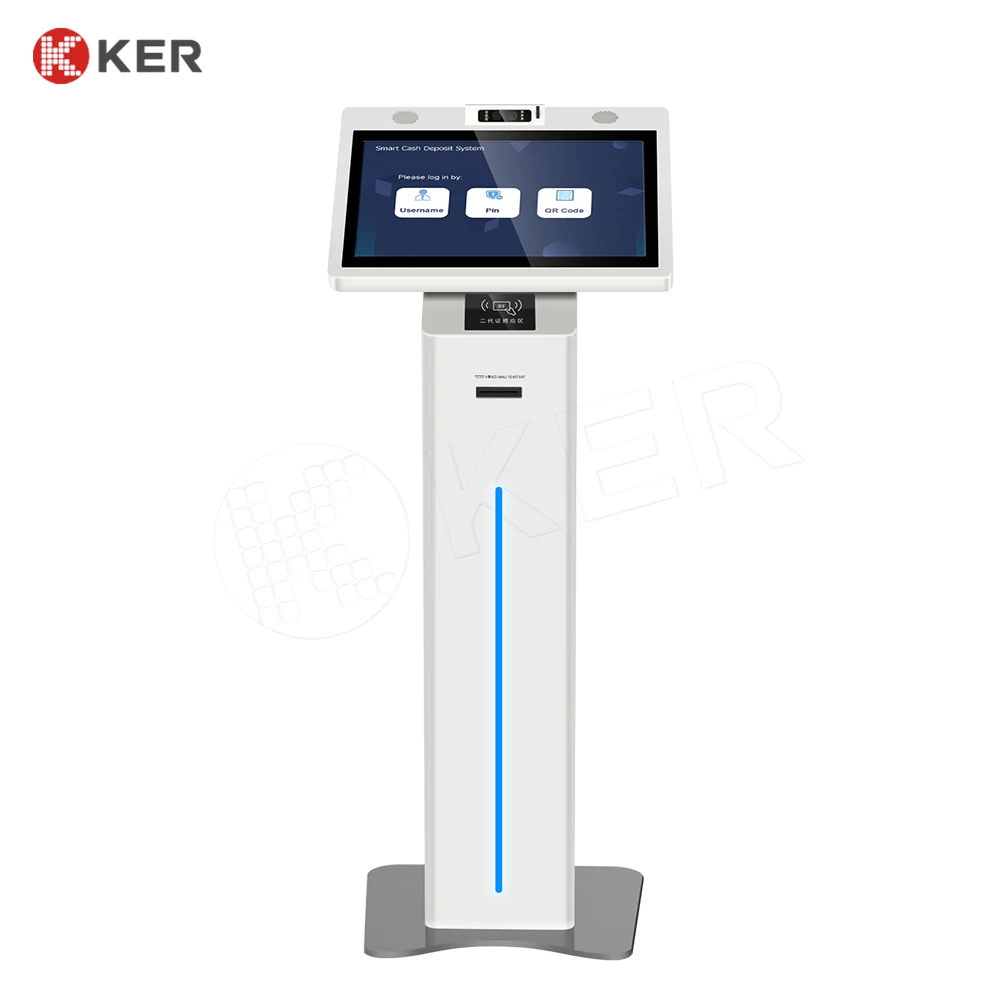 Hot selling 18.5 inches QR-code scanner thermal printer touchscreen print ticket kiosks self service payment kiosks
