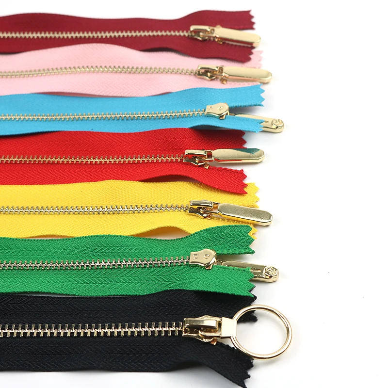 Custom Brass Rose Gold Silver Black White Zipper Metal for Jeans Jacket Coat Bag customized rainbow zipper