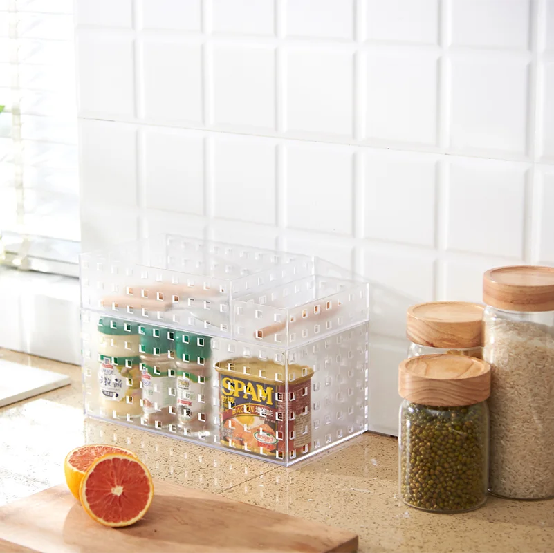 Factory price PS plastic storage organizer transparent tableware storage bin