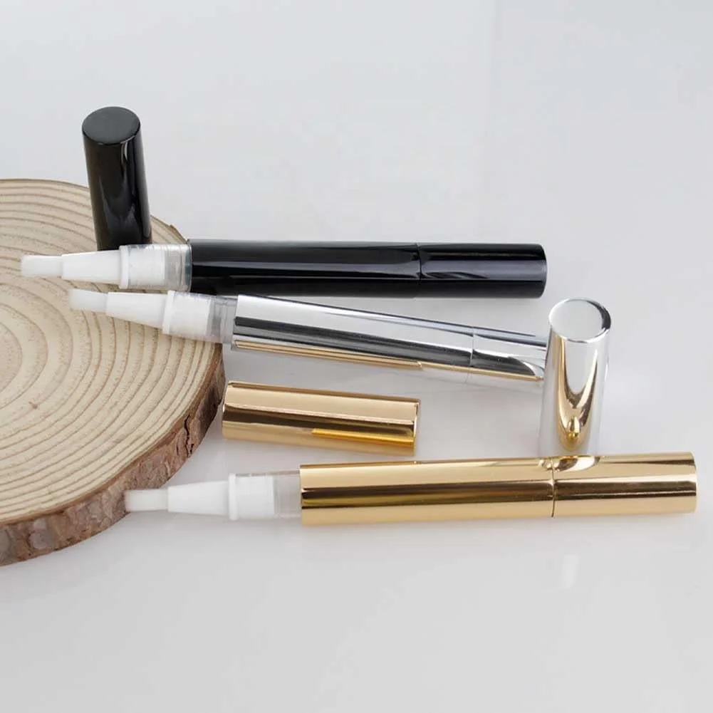 Custom logo 2ml 3ml 4ml 5ml luxury gold silver refillable cuticle oil nail oil lip gloss Teeth Whitening pens with brush