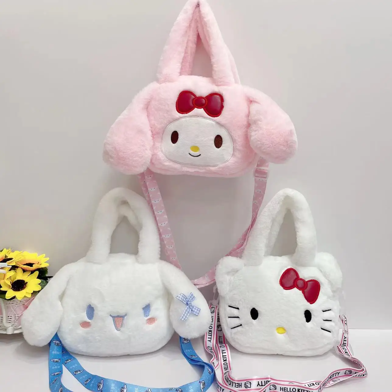 Super Soft Kids Small Hand Bag Pikachuu Hello Cute Kitty Shoulder Plush Bags