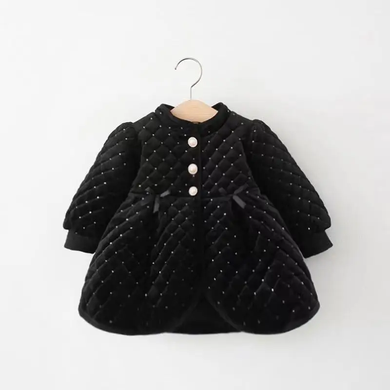 2022 Toddler Children Girl Quilted Jackets Kids Qipao Winter Outerwear Coats Warm fur outfit coat for one year old kids