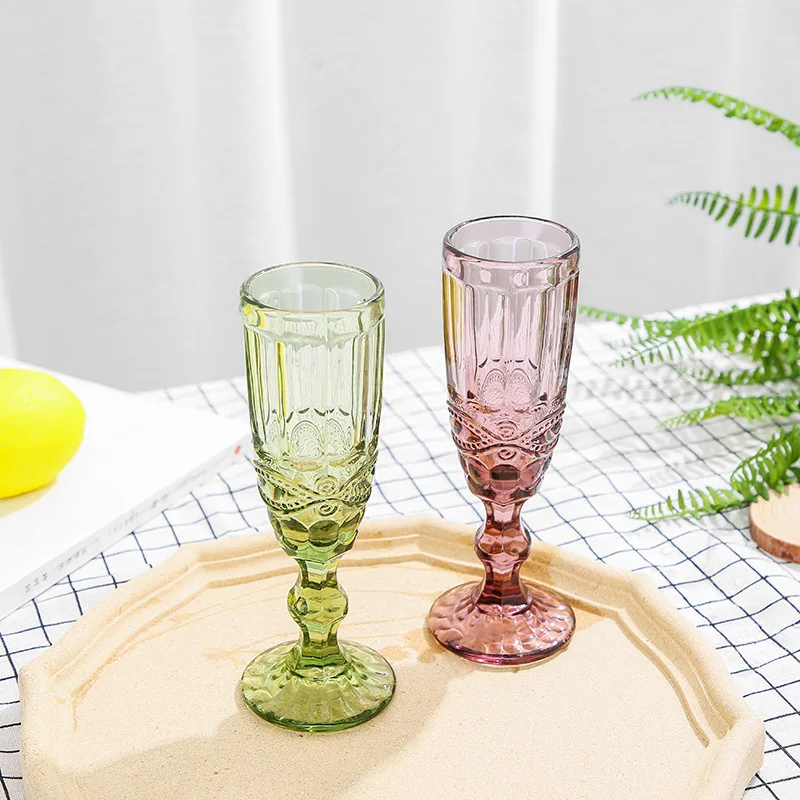 150ml Colorful Cocktail Juice Glass Wedding Party Glass Grape Goblets With Vintage Blue Goblet Wine Glass