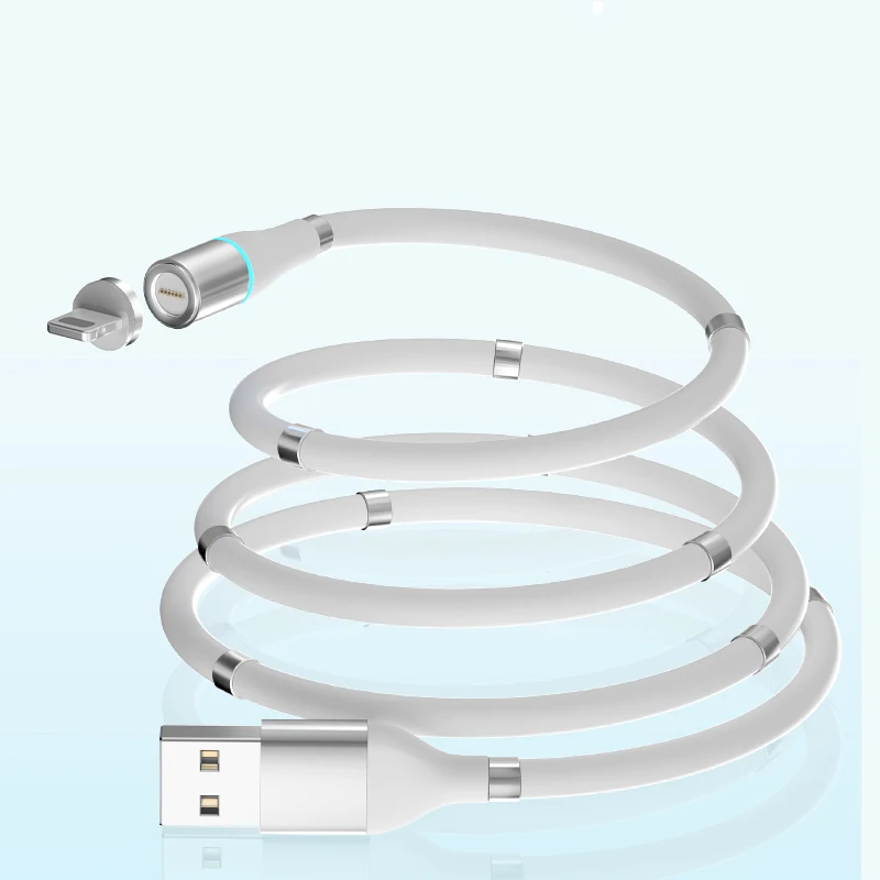 3 in 1 Magnetic Charging Cable Type C Micro 8Pin USB Cable New Strong Self Winding 3A Fast Charging Cable