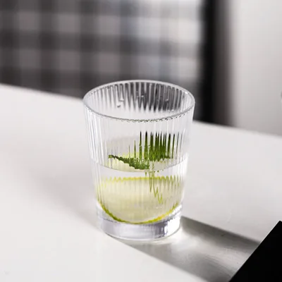 Ins 220ml Heat Resistant Clear Phnom Penh Vertical Stripes Water Glass Cup Milk Cup Mug