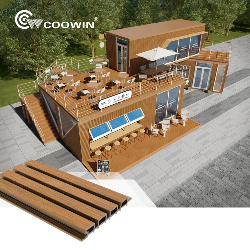 COOWIN waterproof china wholesale plastic composite competitive price house exterior 3d wood wall cladding for Prefab House