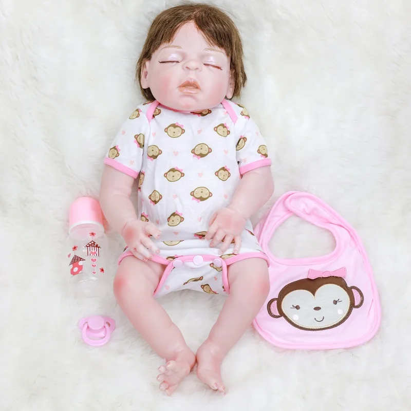 Hot Sale Weighted Lovely Lifelike 22 Inch Reborn Baby Dolls Soft Silicone Girl Toy for Kids Age 3 Plus That Look Real