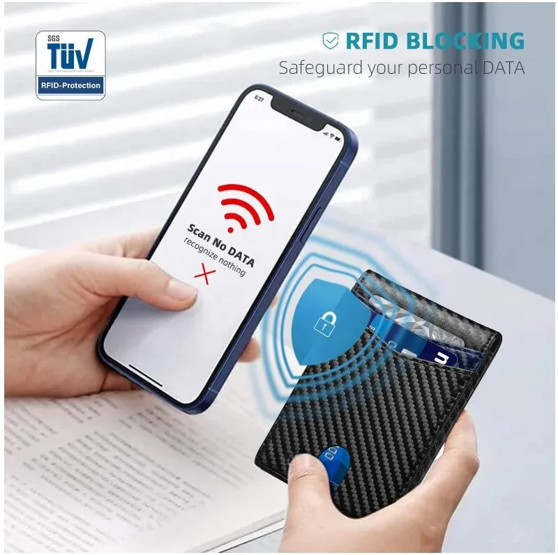 Минималистичный кожаный кошелек RFID тонкие кошельки держатель для карт с зажимом денег мужчин