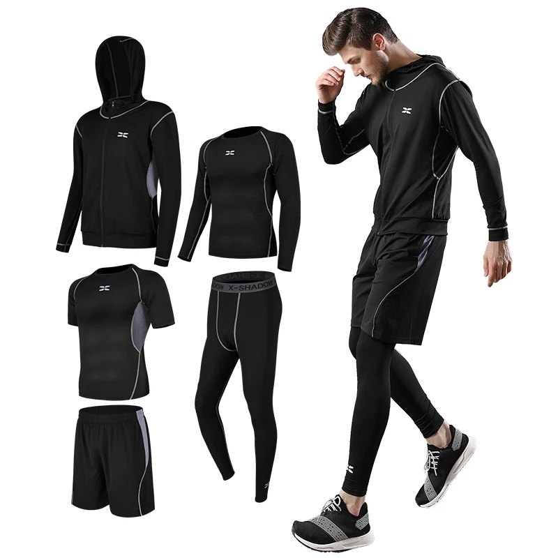  Good Sale Quality Gym Set Training Fitness 5-piece Sports Suites Men Sport