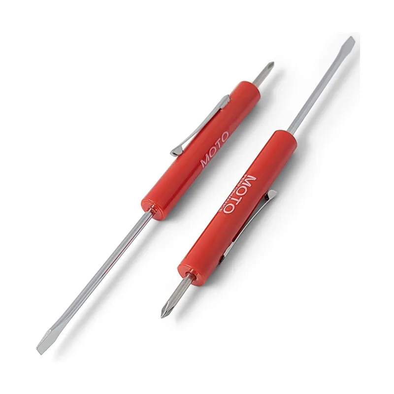 Pocket Screwdriver Set with Clip - Double Ended - Phillips and slotted-Flat