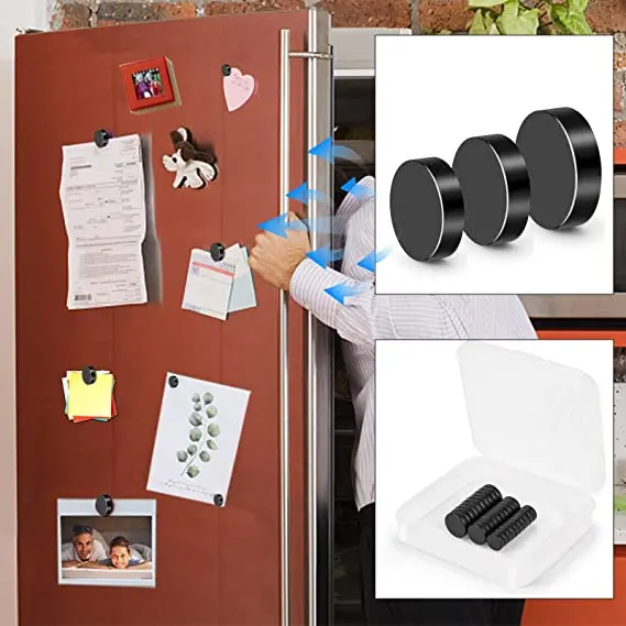 Strong Rare Earth Black Epoxy Coated Neodymium Magnets for Whiteboard Billboard Hobbies  Office  Fridge